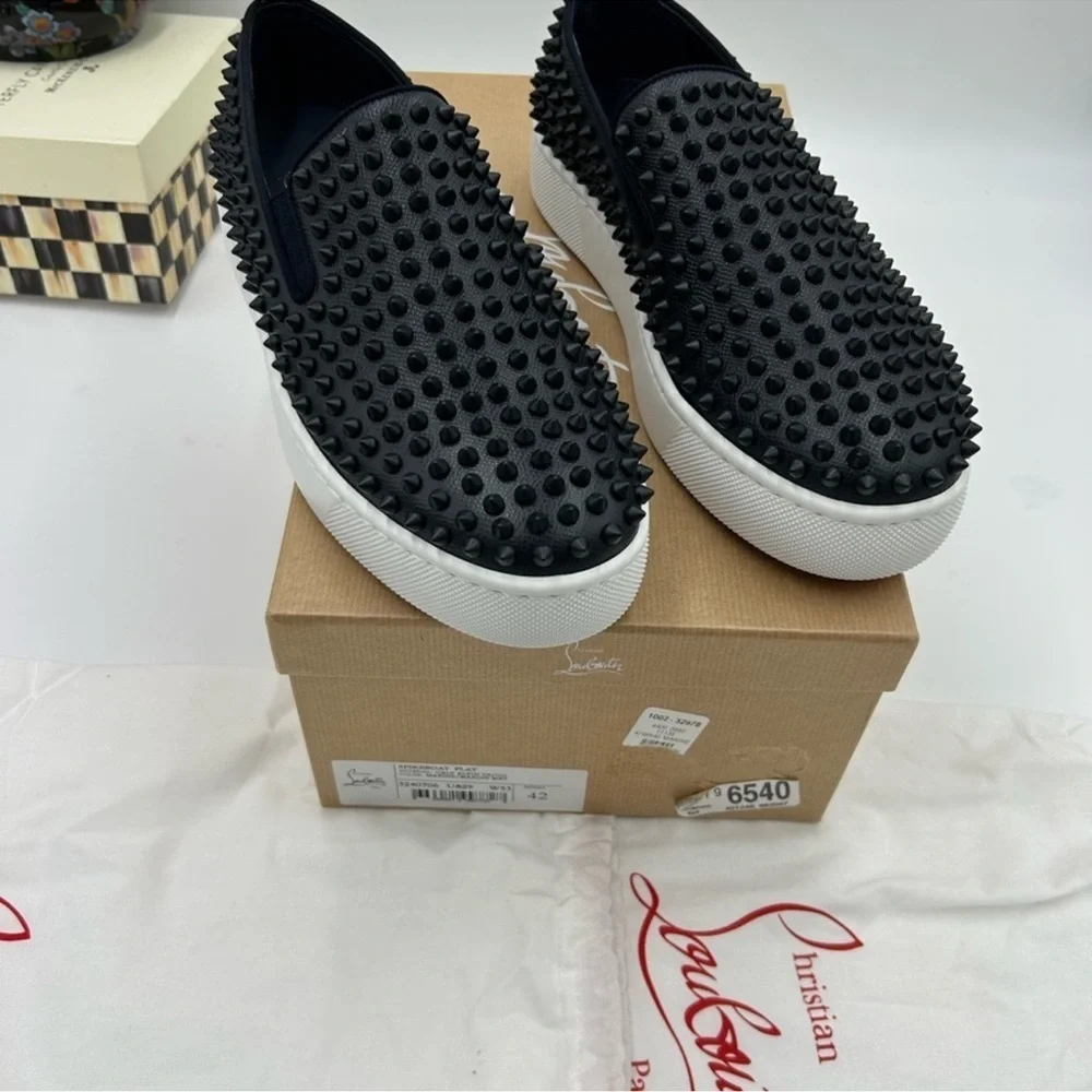 Men’s Christian Louboutin spike boat slip on sneakers size 42 made in Italy
